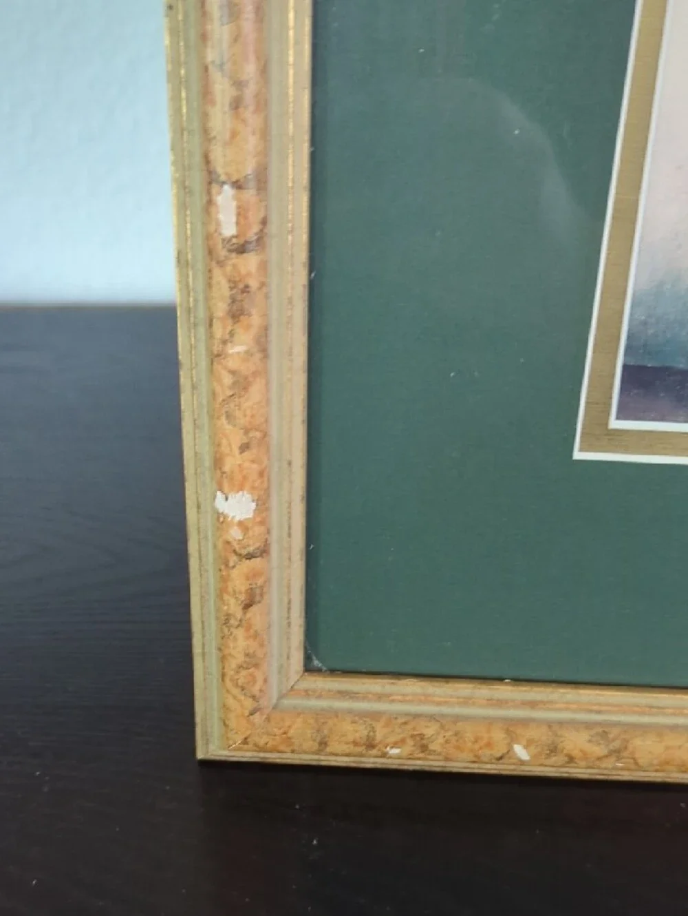 Framed Cherub Art Print with Green Mat
